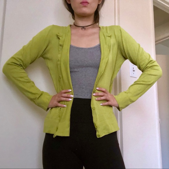 chartreuse cardigan sweater